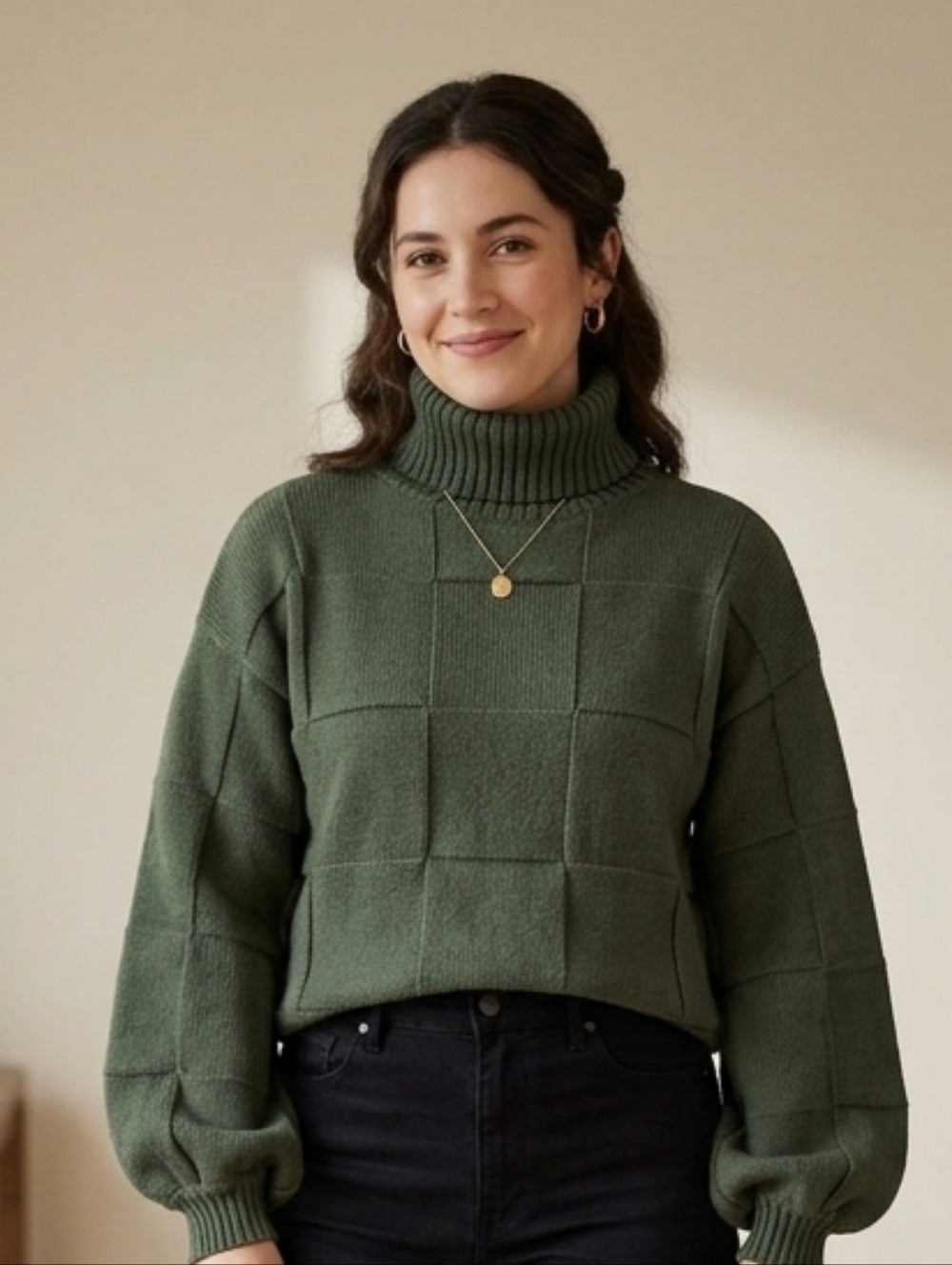 RVCA Olive Green Turtleneck Sweater - Small